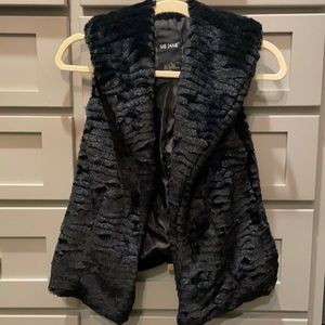Black faux fur vest